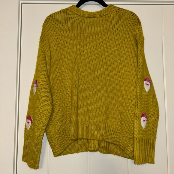 Chartreuse Santa cardigan size small - Picture 9 of 9
